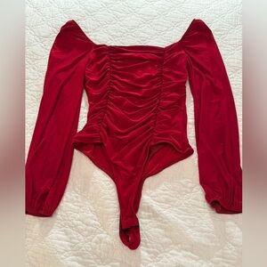 red long sleeve body suit, fits like a size small